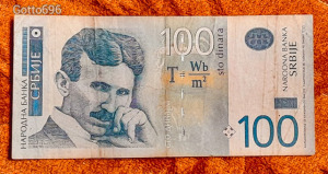2006 -os ropogós SERBIA -100 Dinara vízjeles fémszálas bankó UV intenzitással !!!! (L0571)
