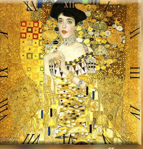 Üveg falióra - 30x30cm - Klimt: Adele