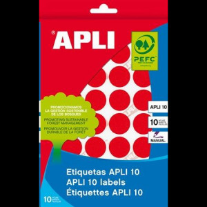 APLI 16 mm kör, kézzel írható etikett, piros 432 darab (LCA2740) (LCA2740)