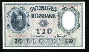 Svédország 1951 10 Korona UNC