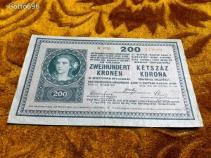 1918 -s 200 korona -s bankó Sima hátlappal Kapnikbányai hitelszövetkezet felülbélyegzéssel! (L1069)