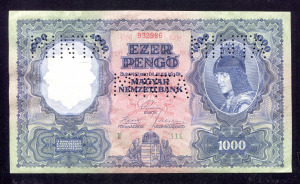 1927 1000 pengő MINTA bankjegy  Hajtatlan, aUNC (24.01.05)