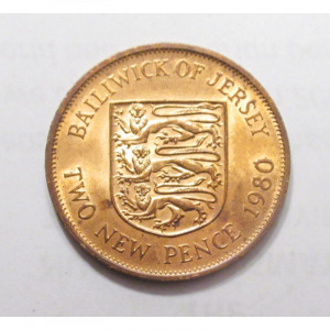 Jersey, 2 new pence 1980 aUNC+