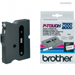 Brother TX-231 Laminált P-touch szalag (12mm) Black on White - 15m TX231
