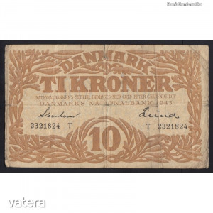 Dánia, 10 kroner 1943 VG+