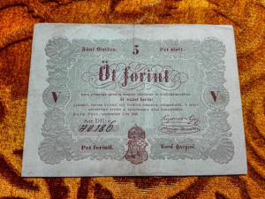1848 -as Ropogós 5 Forint Kossuth Szabadságharcos bankó barna változat debreceni kiadás ! (L0197