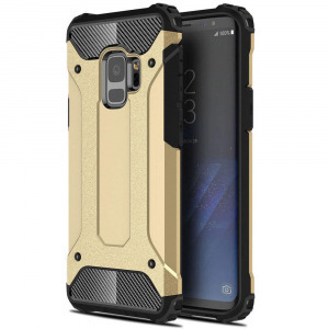 OnePlus 8T / 8T Plus 5G, Műanyag hátlap védőtok, Defender, fémhatású, arany (94737)