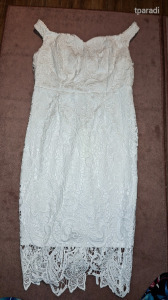 Hófehér mini koktél menyecske esküvői ruha gumis M