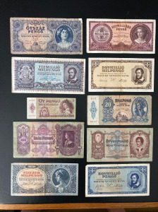 Használt magyar bankjegyek - 10 darab PENGŐ bankjegy, papírpénz egyben...