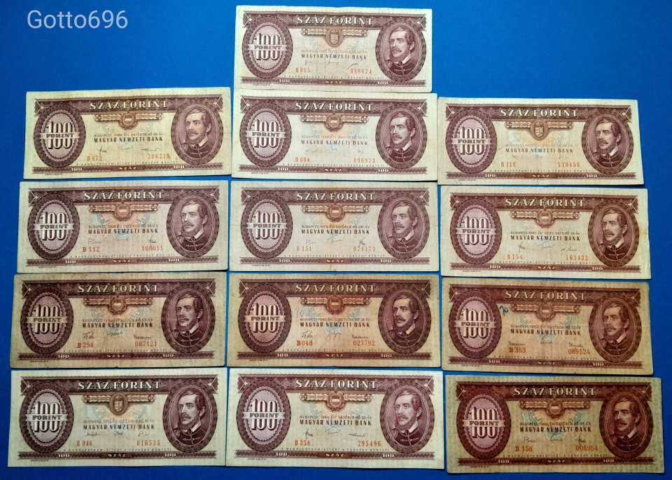 13 db -os 100 - SZÁZ - Forintos sor közte ritkábbak !!!! VF - F (L2216)