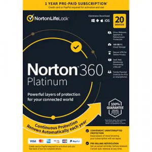 NortonLifeLock Norton 360 Platinum 100GB 1 felhasználó 20 eszköz 1 év dobozos vírusirtó szoftver ...