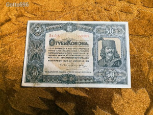 1920 -as Ropogós 50 Korona piros számozással Orell Füssli Pénzjegynyomdás bankó !!!! (L0536)
