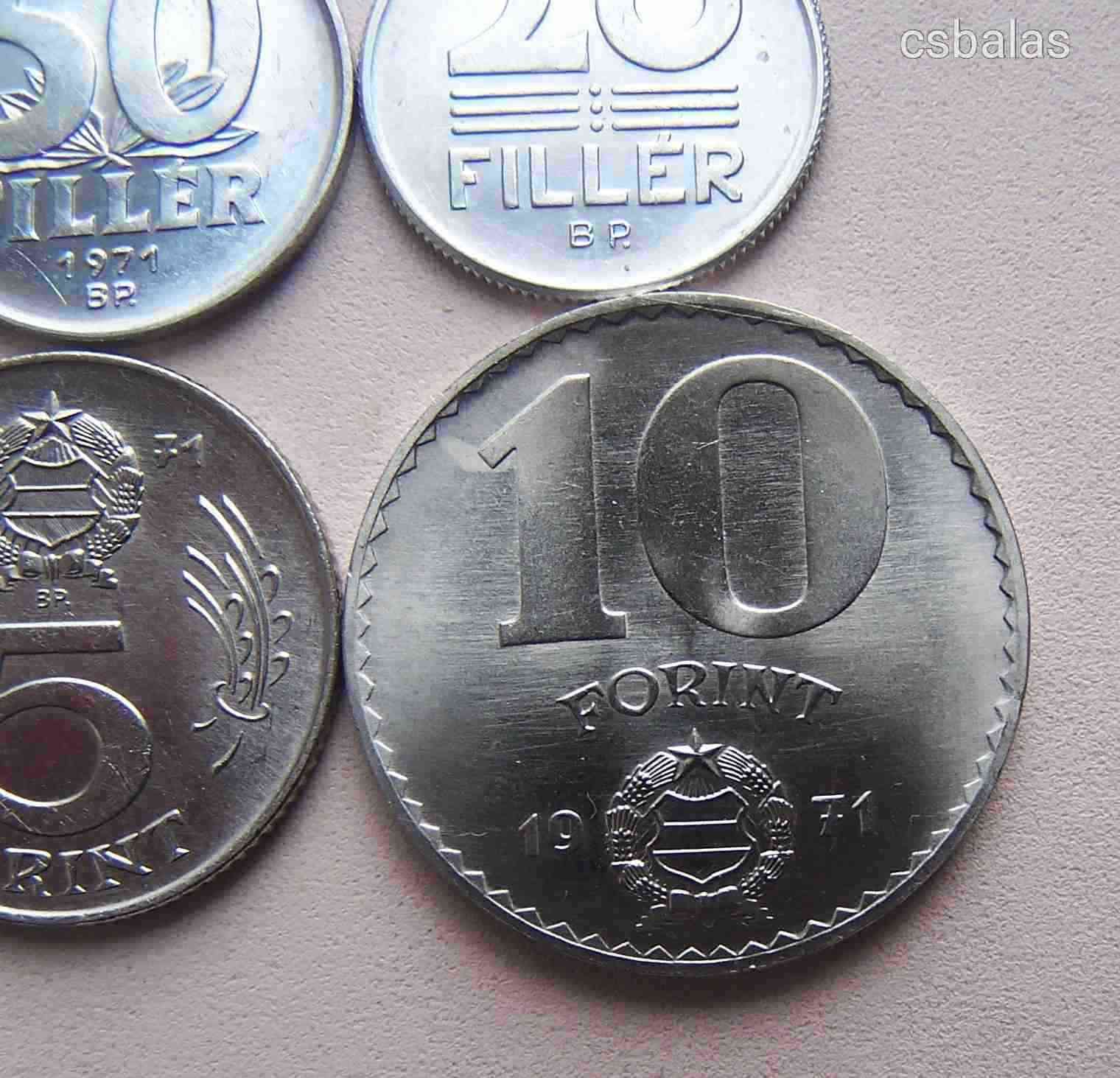 Magyarország 2 Fillér - 10 Forint TELJES SOR 1971 UNC / Részlethiányos 10 forintossal / Ritka R!