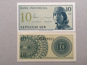 Indonézia 10 sen 1964. HAJTATLAN ( UNC )