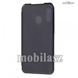 Samsung SM-A405F Galaxy A40, Notesz tok, Oldalra nyíló áttetsző flip cover, Fekete