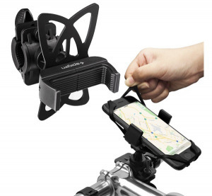 SPIGEN kerékpáros telefontartó (360°-ban forgatható, kormányra rögzíthető, 2-3,5 széles) FEKETE