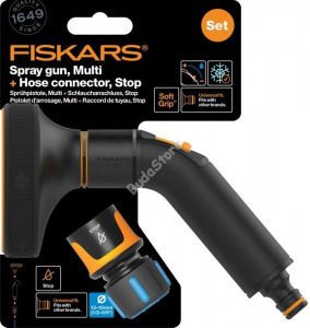 Fiskars Comfort locsolópisztoly, multi + CF tömlőcsatlakozó 13-15mm, STOP - 1057609