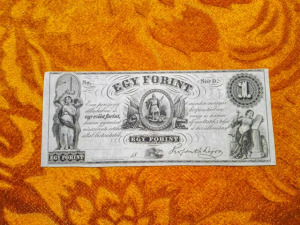 1852 -es AUNC hajtatlan Emigrációs Kossuth ezüst 1 Forint Szabadságharcos bankó Ritka !! (L2831)