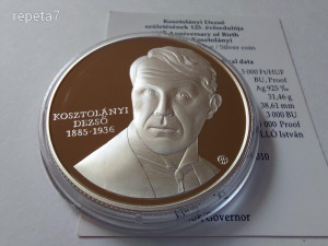 2010 Kosztolányi Dezső ezüst 5000 forint PROOF UNC.