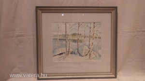Jelzett akvarell festmény , havas táj (meghosszabbítva: 3135546590) - Vatera.hu Kép