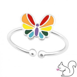 Pillangós színes  925 ezüst gyerek gyűrű, állítható