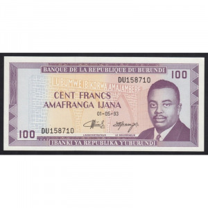 Burundi, 100 francs 1993 UNC