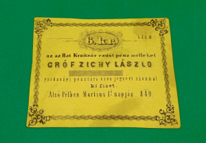 GRÓF ZICHY LÁSZLÓ 6 KRAJZÁR 1849!