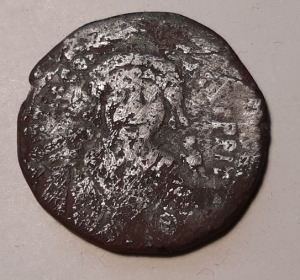 Mauricius Tiberius ezüstözött bizánci nagy Follis Kr.u.: 582-602 11,68g 29mm