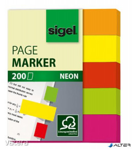 Jelölőcímke, papír, 5x40 lap, 12x50 mm, SIGEL Neon Mini, vegyes szín