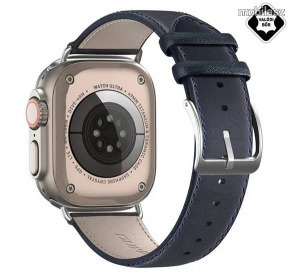DUX DUCIS okosóra szíj - SÖTÉTKÉK - valódi bőr - Apple Watch Series 1/2/3 38mm / 4/5/6/SE 40mm / ...