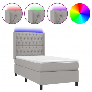 világosszürke szövet rugós és LED-es ágy matraccal 80 x 200 cm (3138509)