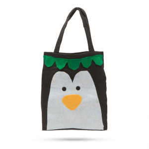 Karácsony-i ajándéktáska - puha szövet textil táska pingvin mintás 24 x 20 cm