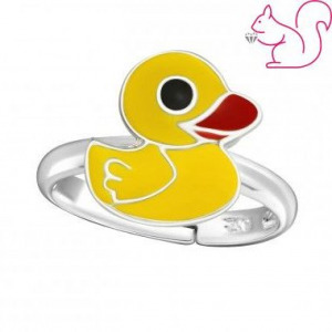 Sárga kacsa 925 ezüst gyerek gyűrű, állítható