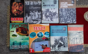 Régi retro vegyes könyvcsomag Rambo ADOLF HITLER KRESZ vizsga teszt Varsói stb egyben eladó