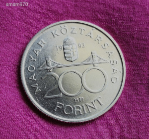 Ezüst 200 Forint érme 1993 MNB hátlappal képeken látható állapotban HU
