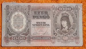 1943 -as Szálasi 1000 Pengő Bankó - Egyik legszebb papírpénzünk Ritkább !!! (L0523)