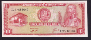 Peru 10 soles UNC 1969