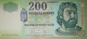 1998-as 200 forintos nyomdafriss bankjegy.