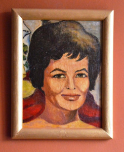 Claudia Cardinale festmény, olaj vászon kartonon, kerettel: 45 x 37 cm, jelzés nélkül