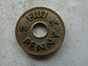 FIJI 1 PENNY, 1934. 1 DB.