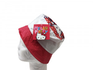 52 cm-es fejre piros-fehér nyári kalap - Hello Kitty - ÚJ