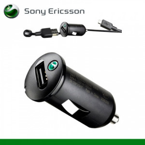 Sonyericsson AN401 + EC450 Szivargyújtó töltő/autós töltő USB aljzat (5V / 1200mA, microUSB, 80cm...