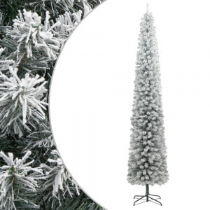 vékony PVC műkarácsonyfa állvánnyal és hópelyhekkel 300 cm