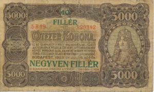 5000 Korona / 40 Fillér 1923.07.01. (5B 19)  VG