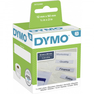 DYMO Etikett tekercs 99017 S0722460 50 x 12 mm Papír Fehér 220 db Permanens Függő regiszter etikett