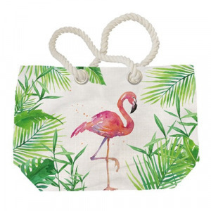 Tropical Flamingo vászon strandtáska,55x38cm