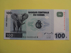 Kongó, 100.- Francs, 2000. UNC. Magas katalógus ár! elefánt