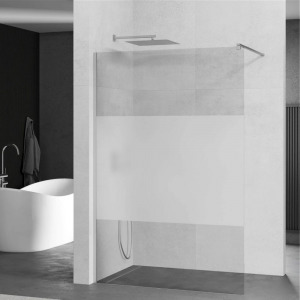 Mexen Kioto walk-in zuhanyfal - átlátszó/tej üveg / króm profil - 90 cm (800-090-101-01-35)