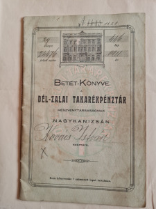 Dél Zalai Takarékpénztár Betétkönyv 1913 Nagykanizsa