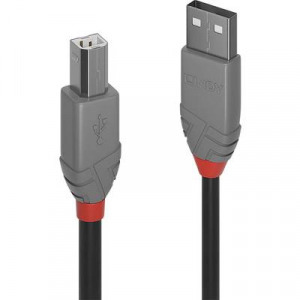LINDY USB 2.0 Csatlakozókábel [1x USB 2.0 dugó, A típus - 1x USB 2.0 dugó, B típus] 7.50 m Fekete...